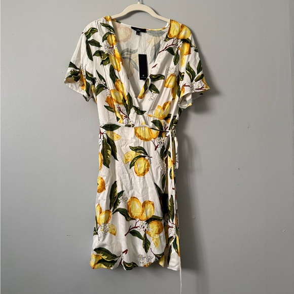 Lulus A La Tart White and Yellow Lemon Print Wrap Dress - Picture 2 of 5